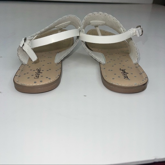 Cat & Jack White Ankle Strap Toe Thing Sandals Scalloped Edge - Picture 6 of 11